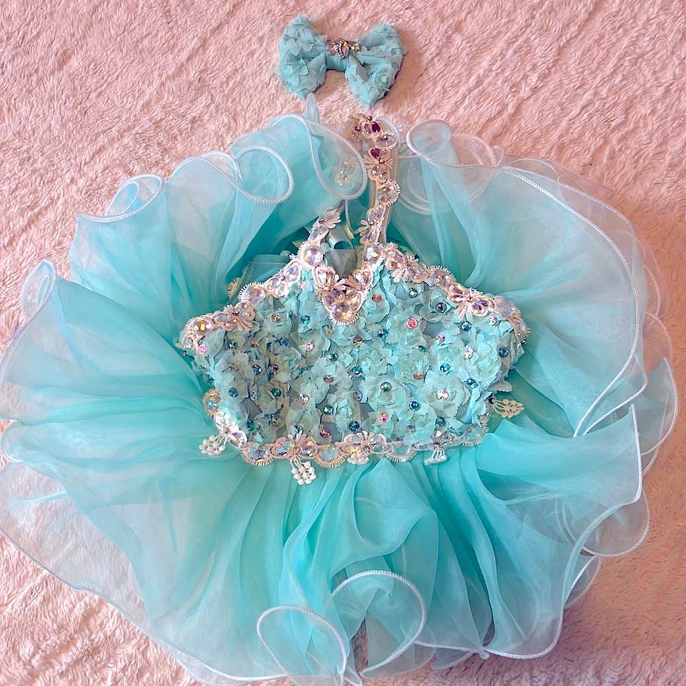 Girls pageant cupcake dress with hair piece